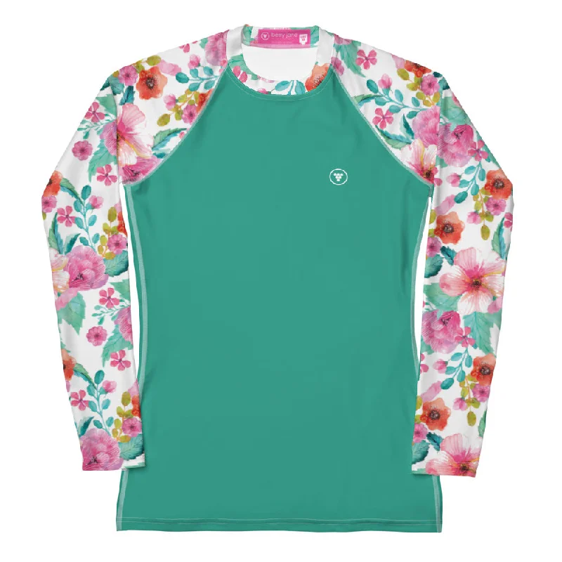 Surf, Swim, Paddleboard Rash Guard - UPF 50 - Maui Floral Vibrant Bikini Design