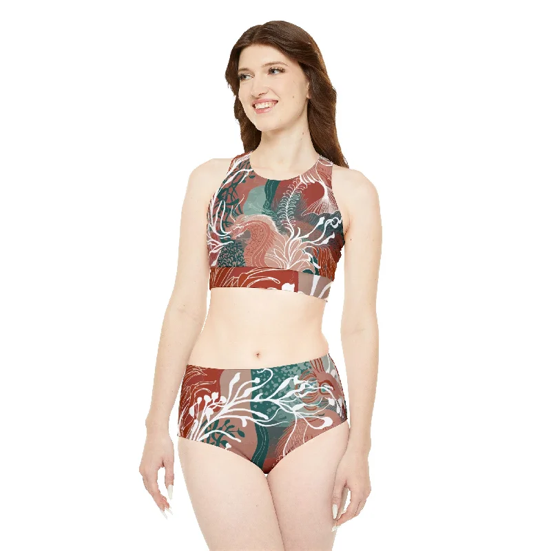 Two-piece Swimsuit - Subtle Dragon Halter Neck Swimsuit