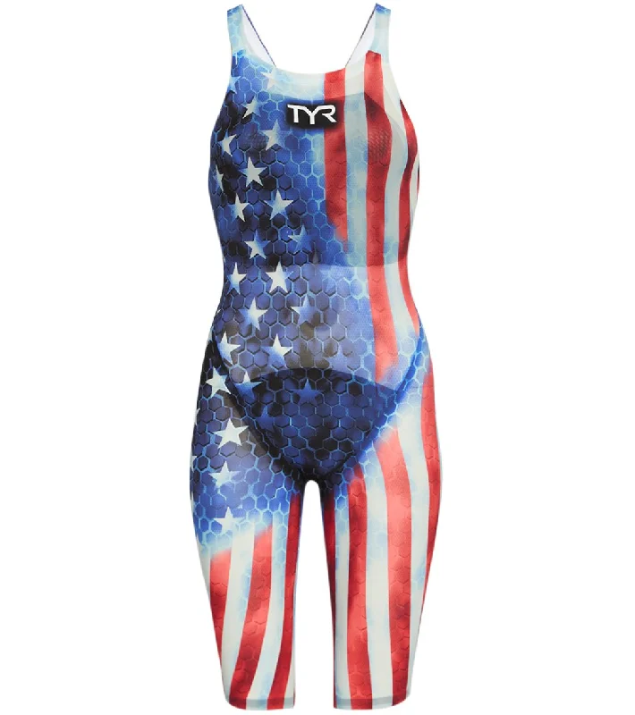 TYR Women's Avictor Supernova USA Open Back Tech Suit Swimsuit Chic Bikini Set