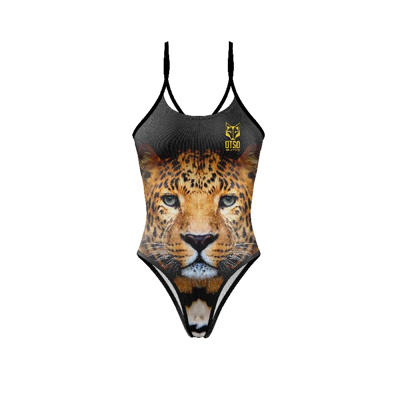 Women's Swimsuit Leopard Sporty Racerback Swimsuit