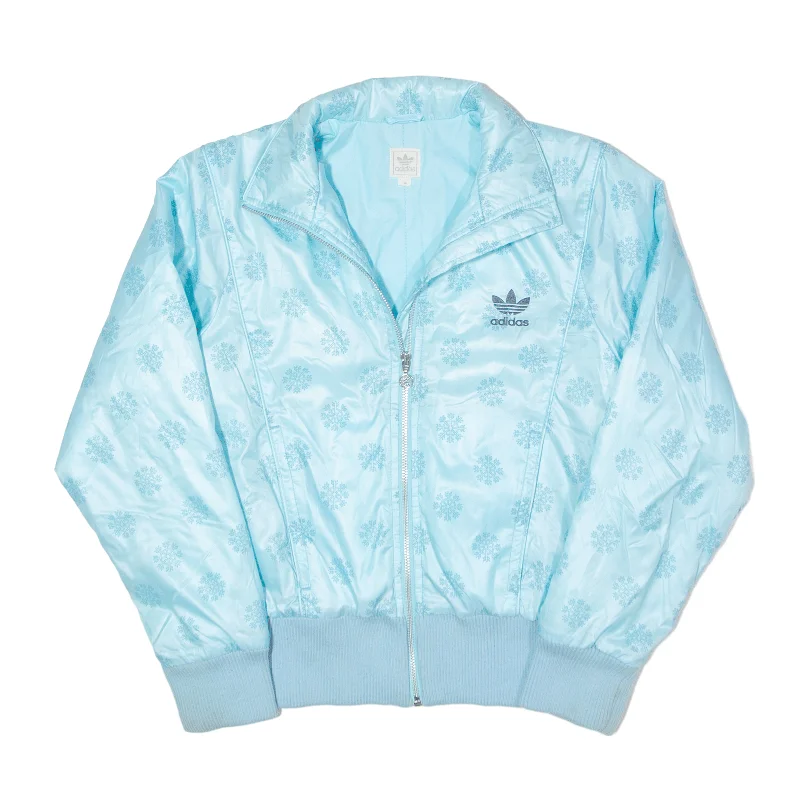 ADIDAS Snowflake Print Puffer Jacket Blue Womens UK 14 Nylon Fabric Polyester Fabric Spandex Fabric