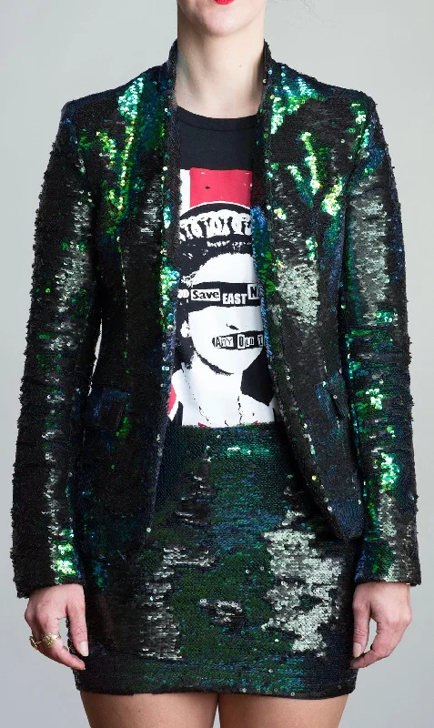 Any Old Iron Peacock Sequin jacket Wool Jacket Cashmere Jacket Tweed Jacket