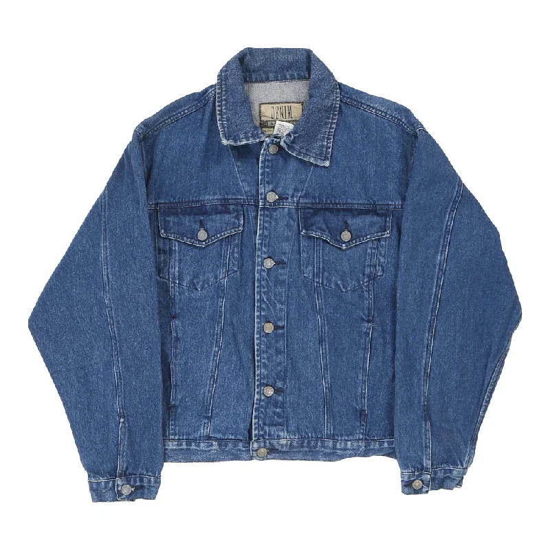 Denim Express Denim Jacket - Medium Blue Cotton Plaid Jacket Tartan Jacket Houndstooth Jacket