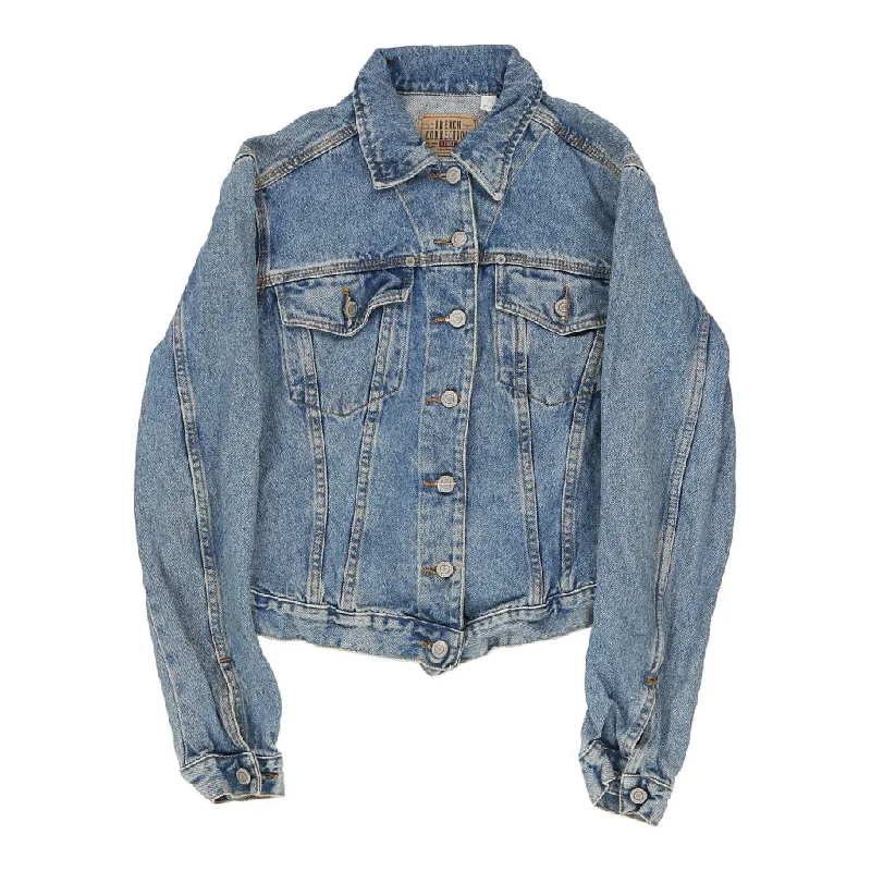 French Connection Cropped Denim Jacket - XS Blue Cotton Chenille Fabric Brocade Fabric Lace Fabric