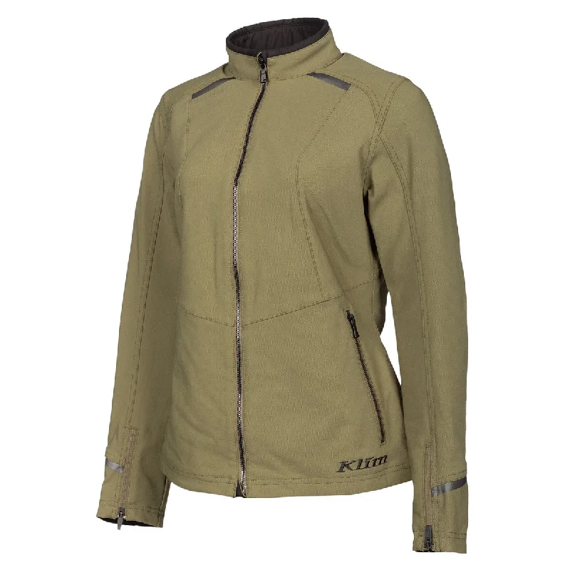 Klim Women's Marrakesh Jacket Burnt Olive Boat Neck Shawl Collar Notched Collar