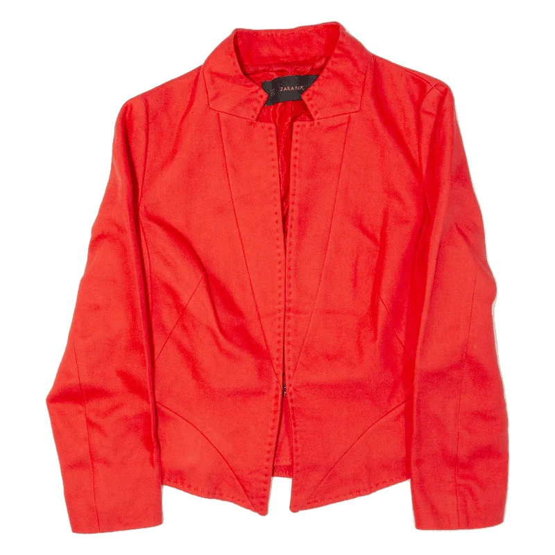 ZARA Basic Blazer Jacket Red Womens M Boat Neck Shawl Collar Notched Collar