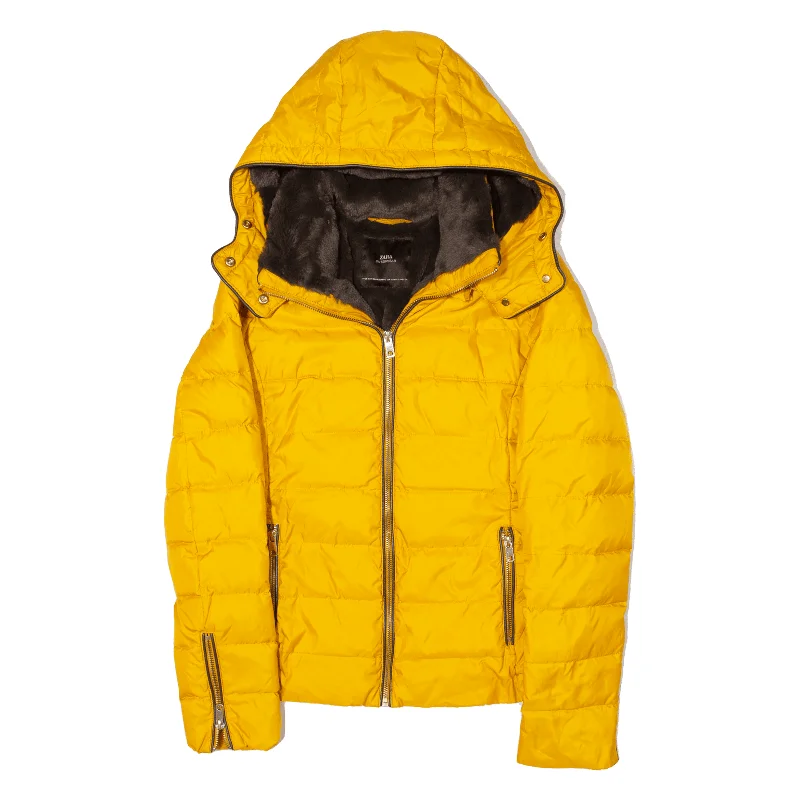 ZARA Basic Puffer Jacket Yellow Womens XS Fleece Jacket Down Jacket Parka