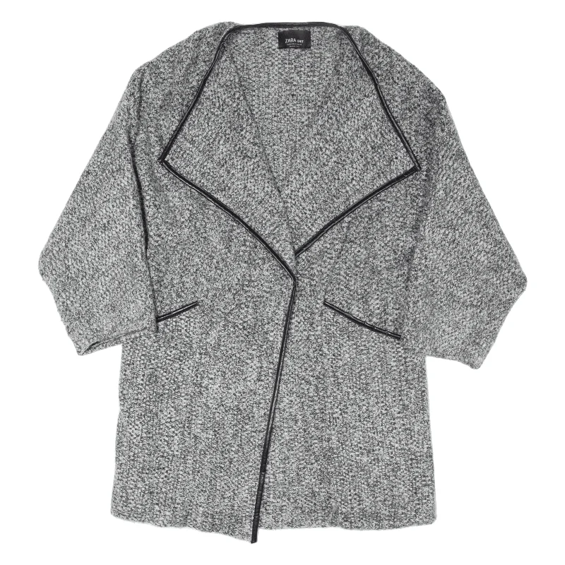 ZARA Knit Jacket Grey Wool Womens M Jacket Blazer Coat