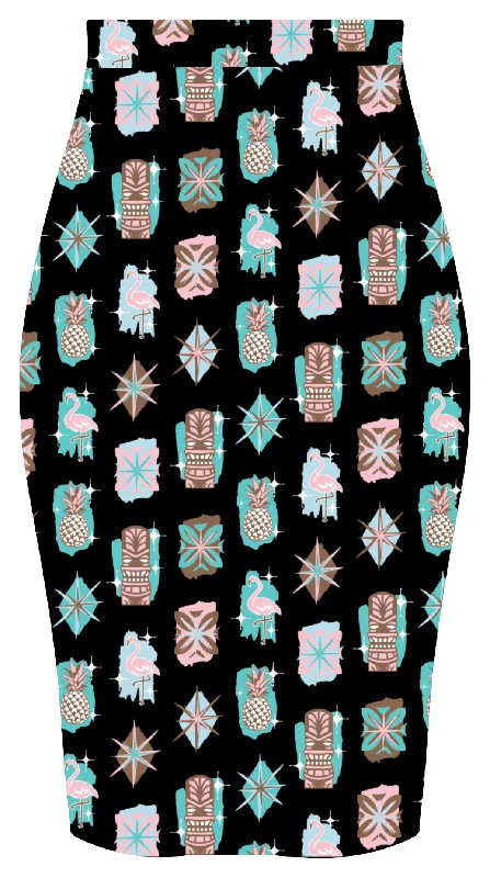 Retro Inspired Atomic Tiki Pencil Skirt chiffon skirt airy