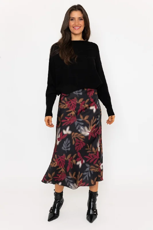 Black Printed Slip Midi Skirt denim skirt classic