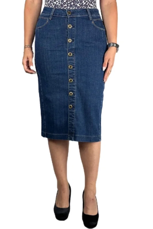 Button Up Denim Skirt Style 234-53F silk skirt smooth