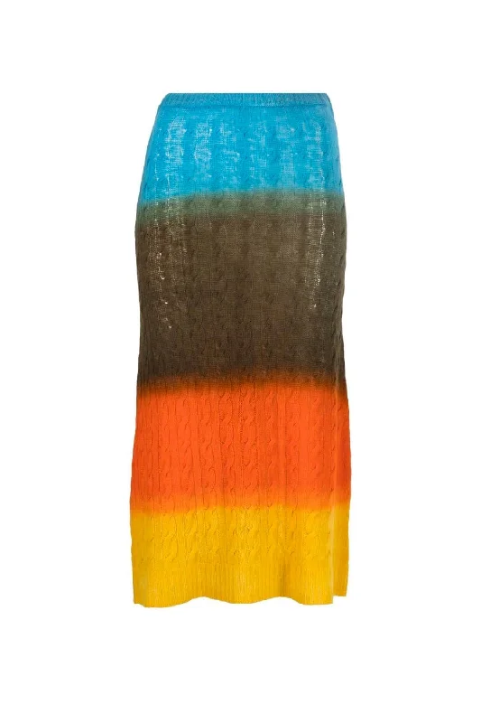 Etro Cable Knit Dip Dye Skirt - Blue/ Green slim fit skirt