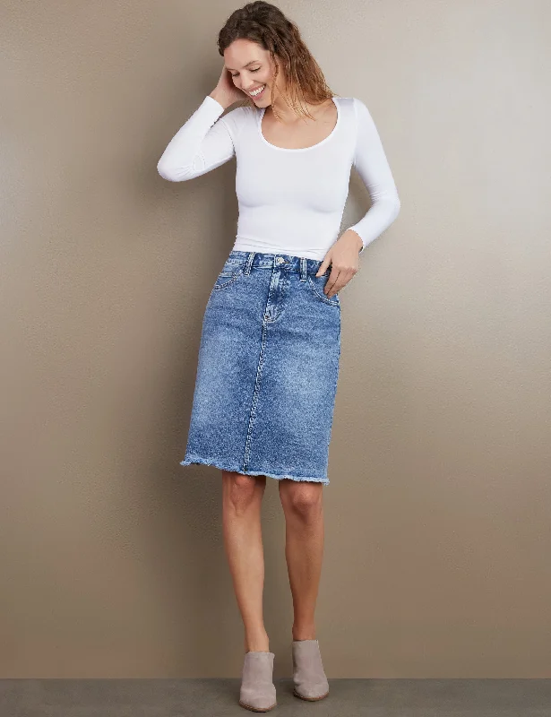 Fray Hem Short Jean Skirt denim skirt stylish