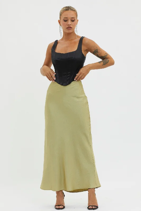 Guiding Light Midi Skirt Light Green chiffon skirt airy