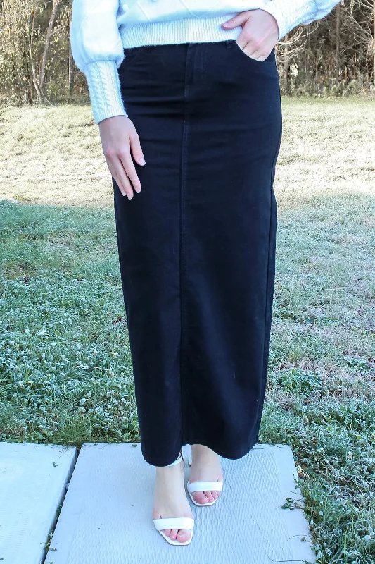 Stella Ebony Long Denim Maxi Skirt (FINAL SALE) velvet skirt sumptuous