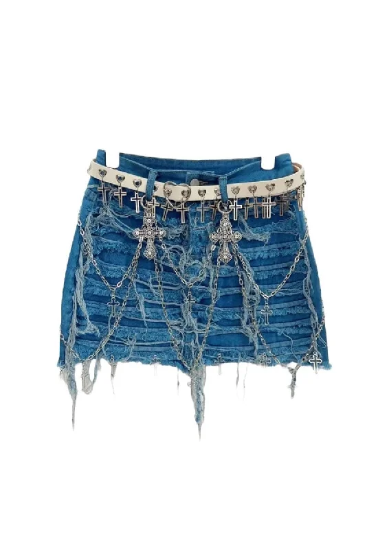 Harajuku Punk Denim Mini Skirt casual skirt length