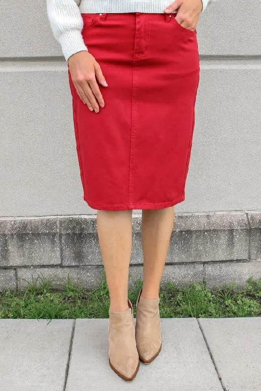 JDA Cherry Red Denim Skirt (FINAL SALE) mini skirt trendy