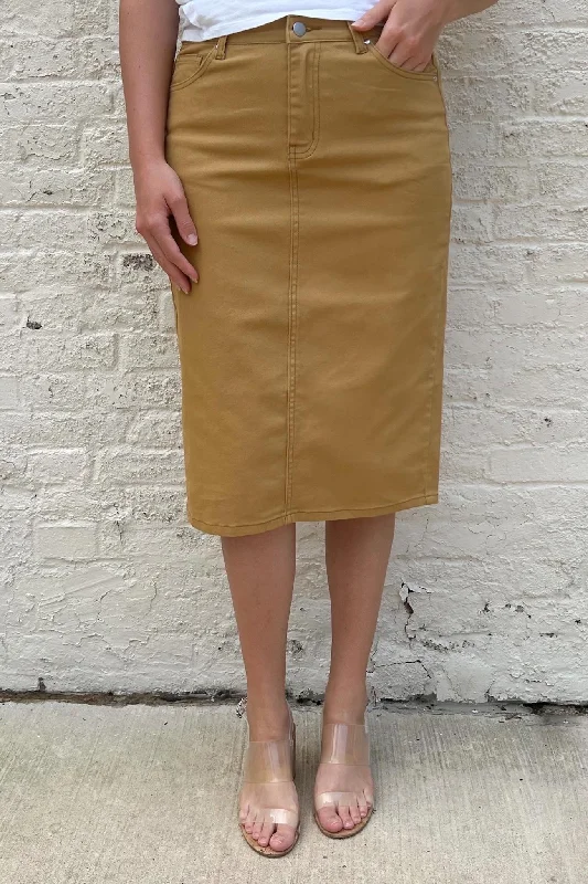 JDA Dk. Khaki Denim Skirt boho skirt vibe