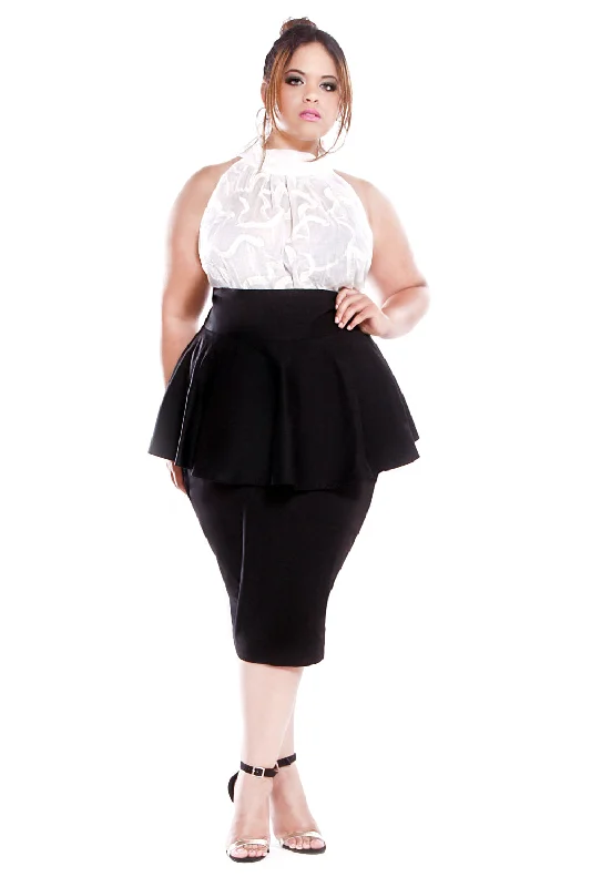 High Waist Peplum Pencil Skirt- JIBRI cashmere skirt rich