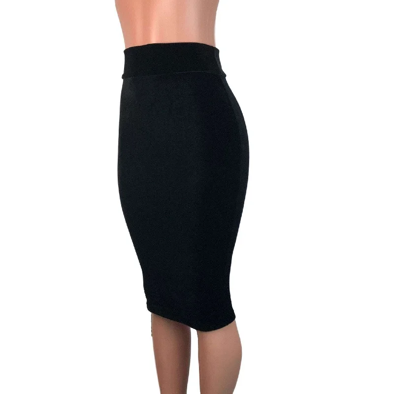 Long Pencil Skirt - Black Velvet velvet skirt luxury