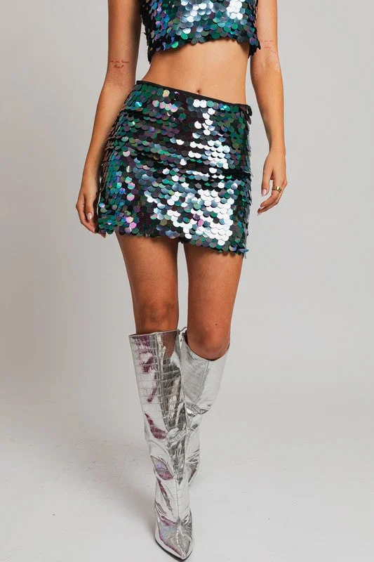 Mermaid To Dance Sequin Mini Skirt - Final Sale slim fit skirt