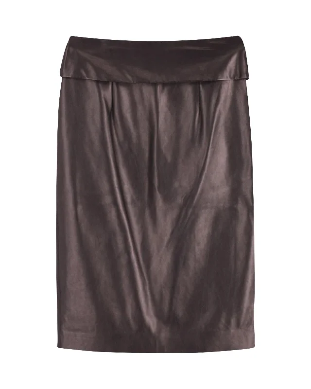 Black Leather Pencil Skirt with Flap Detail and Back Zipper Closure denim skirt classic