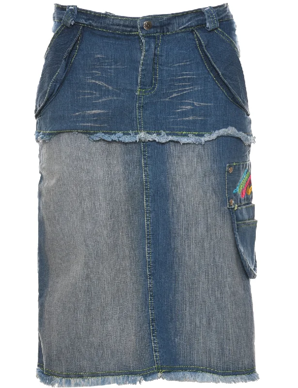 Pencil Shape Y2K Denim Skirt - M leather skirt sleek