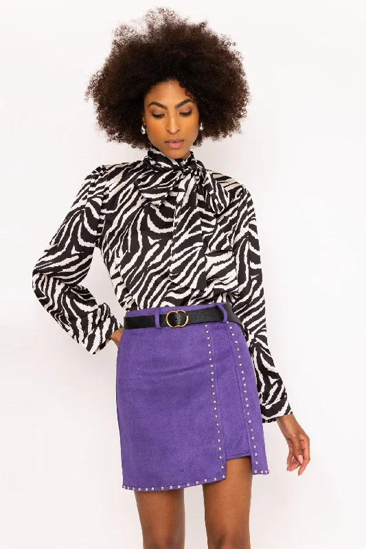 Purple Studded Suede Mini Skirt wool skirt warm