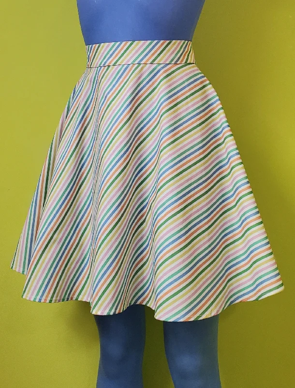 Rainbow Stripe Skater Skirt by Retrolicious lace skirt feminine