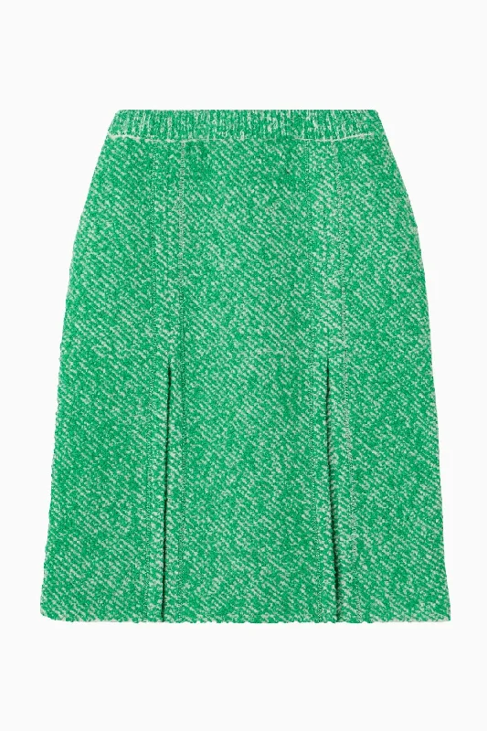 Stella McCartney Bouclé Knit Skirt - White/ Green velvet skirt glossy