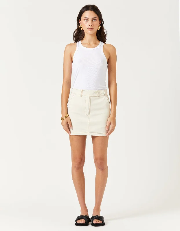 Blake Mini Skirt - Natural/Tobacco leather skirt sleek