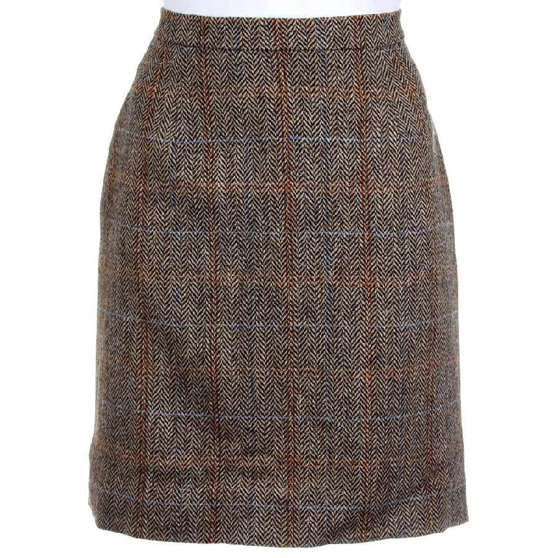 Women's Harris Tweed Straight Skirt - Hamish zip skirt side