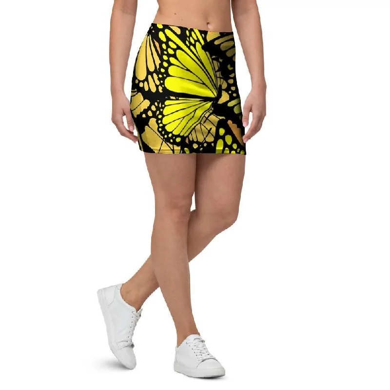 Yellow Monarch Butterfly Mini Skirt corduroy skirt durable