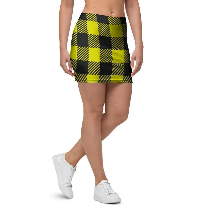 Yellow Plaid Mini Skirt summer skirt style