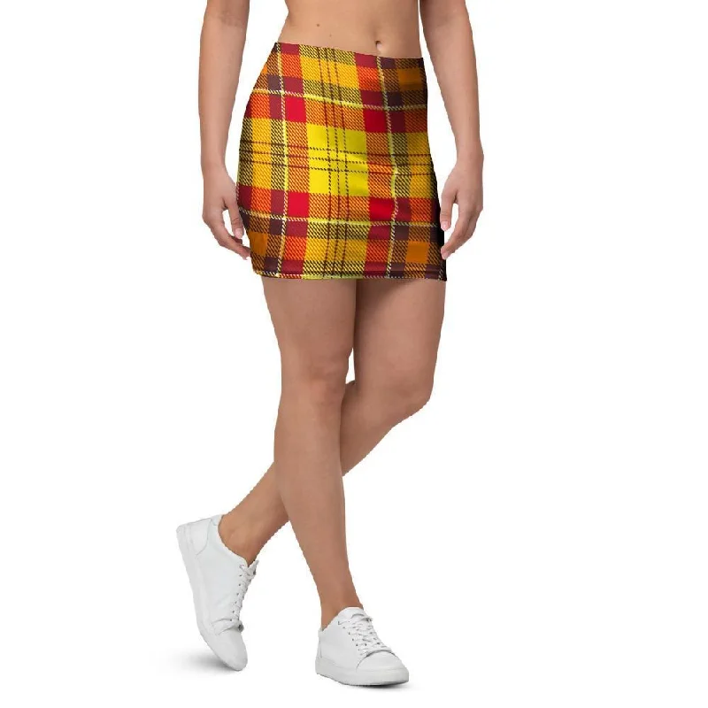 Yellow Plaid Tartan Mini Skirt cashmere skirt plush