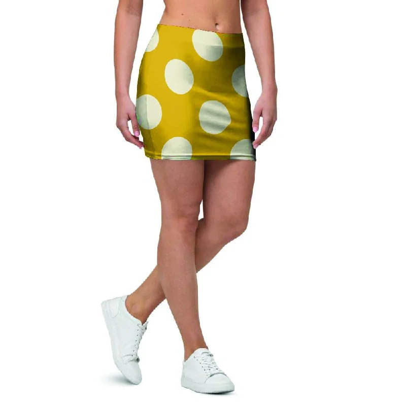 Yellow Polka Dot Mini Skirt relaxed fit skirt